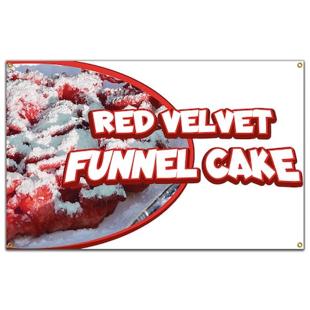 Red Velvet Funnel Cake Banner Concession Stand Food Truck Single Sided